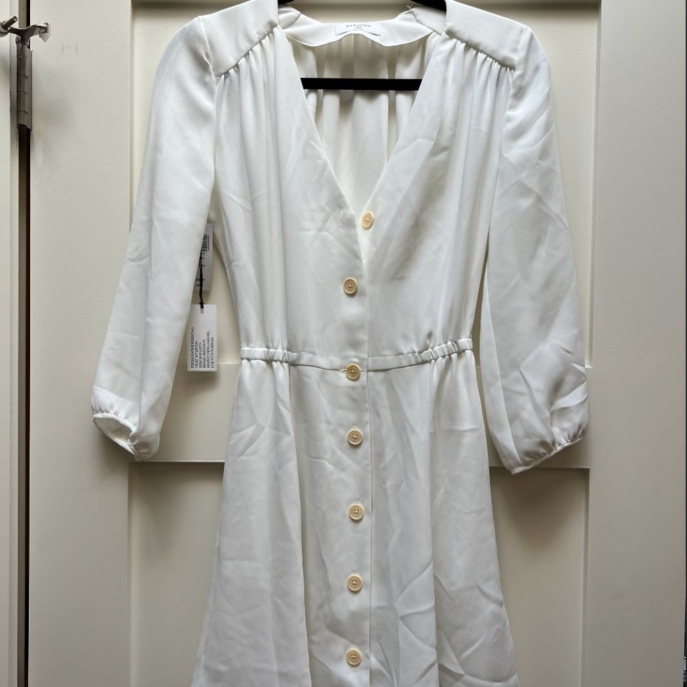 NWT Aritzia Babaton Day Long Sleeve Dress | White | XXS